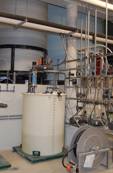 Chemical feed room at the caterpillar trail water treatment plant