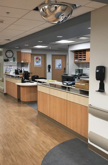 Nurse stations at OSF St. Francis.