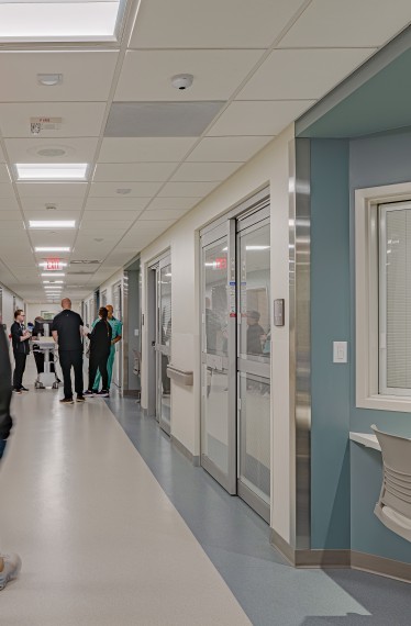 Interior hallway of OSF St. Joseph Intensive Care Unit