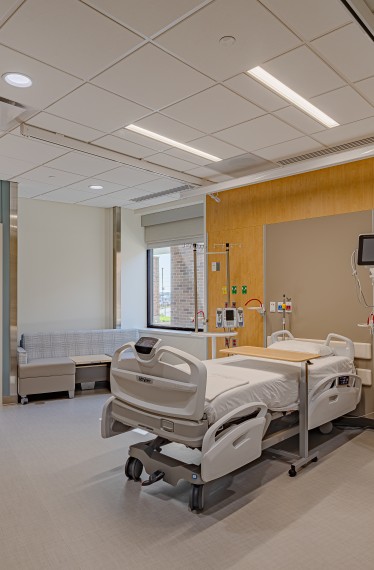 Interior hospital room at OSF St. Joseph Intensive Care Unit