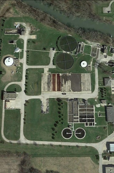 aerial view of Pontiac wastewater treatment plant 